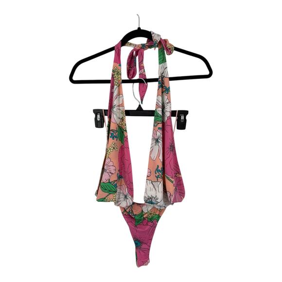AFRM bodysuit Rosa Wrap Halter floral size Small S - Picture 2 of 7